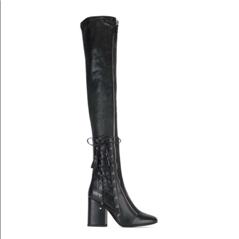 New Laurence Dacade “Maren” Black Leather Thigh high Boots Size 35.5